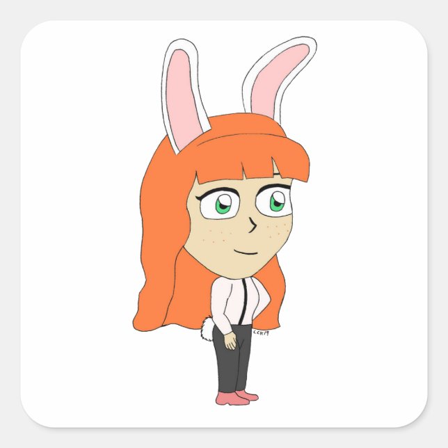 bunnygirl  square sticker (Front)