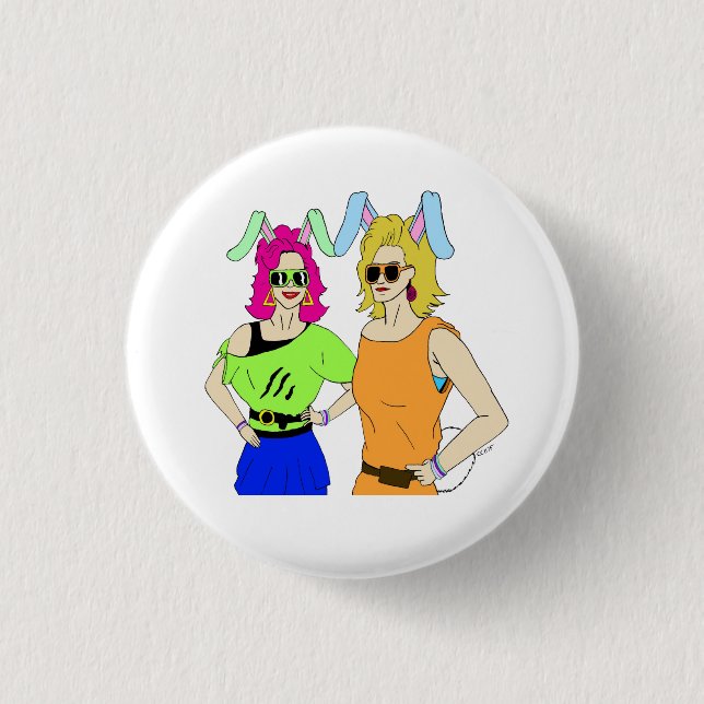 bunnygirls    1 inch round button (Front)