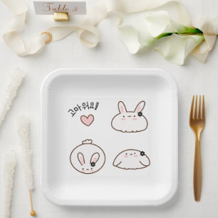 Bunny's 고마워요! Thank You Bow (Korean)  Paper Plate