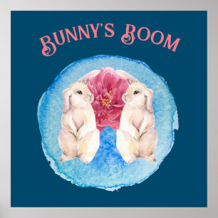 Bunny's Room Customizable Bunnies with Peony Poster