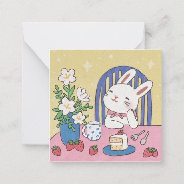 Bunny's Tea Time Illustration Card (Front)