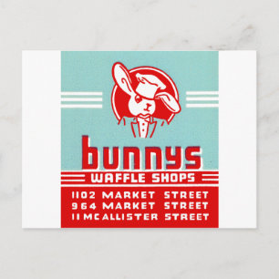 Bunnys Waffle Shops Postcard