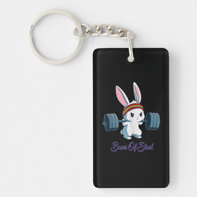 Buns Of Sl Ness Rabbit Bunny Lover Gym Workout Keychain (Front)