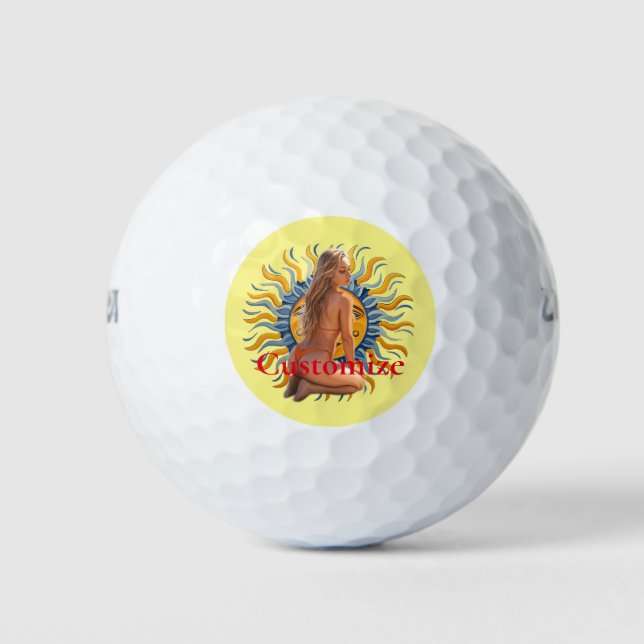 Buns Out Bikini Beach Girl Thunder_Cove  Golf Balls (Front)