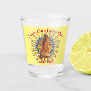 Buns Out Bikini Beach Girl Thunder_Cove  Shot Glass