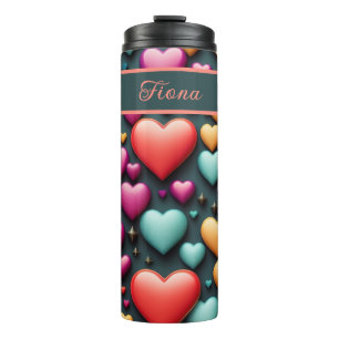 Bunte 3D Herzen Muster Thermal Tumbler