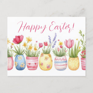 Bunte Aquarell Oster Postkarte mit Frühlingsblumen Postcard