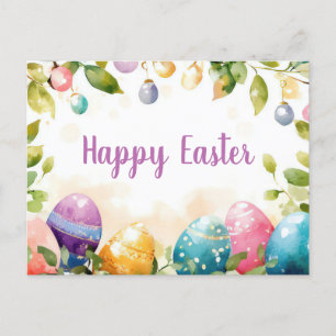 Bunte Aquarell Oster Postkarte mit Ostereiern Postcard
