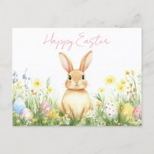 Bunte Aquarell Oster Postkarte mit Osterhase Postcard