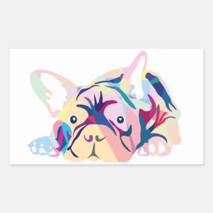 Bunte Französische Bulldogge auf orange Sticker