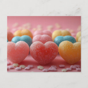 Bunte Herzen aus Zucker Valentinstag Postcard