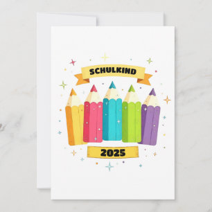 Bunte Stifte mit Sternchen - Schulkind 2025   Invitation