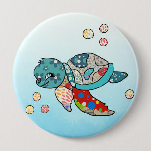 bunte Wasserschildkröte  4 Inch Round Button