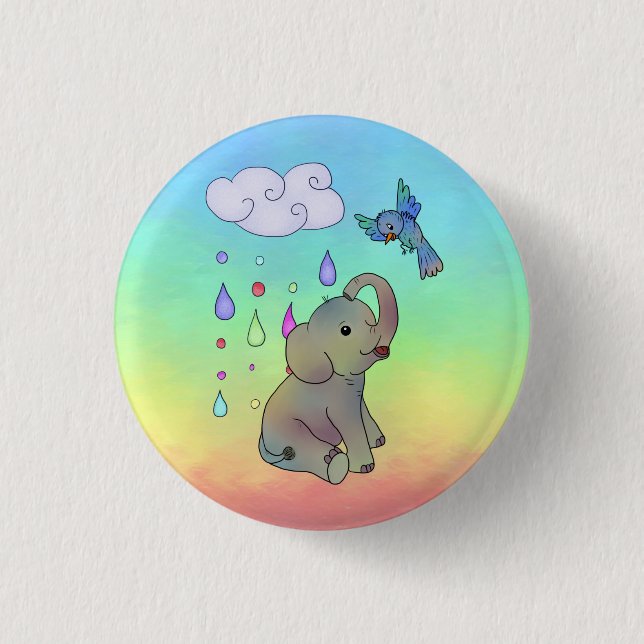 Bunter Elefant  1 Inch Round Button (Front)