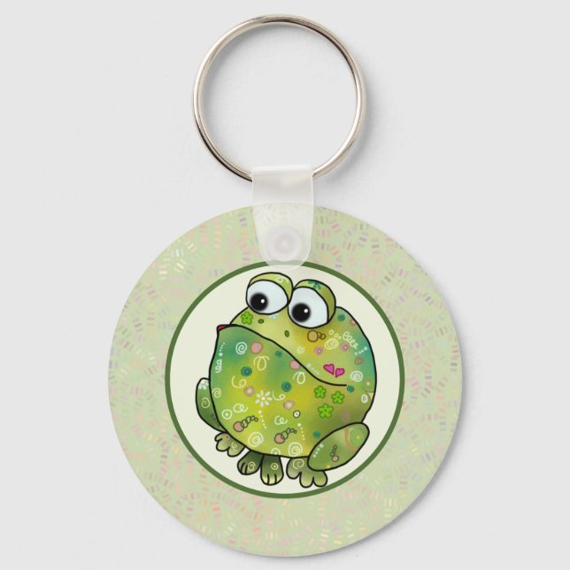 Bunter Frosch postcard Keychain (Front)