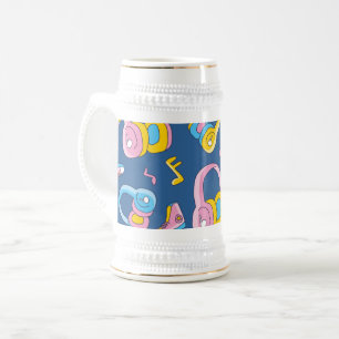Bunter Musikmix in rosa, blau, gelb Beer Stein
