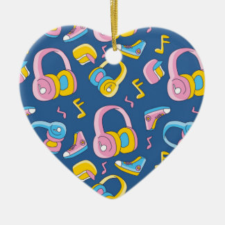 Bunter Musikmix in rosa, blau, gelb Ceramic Ornament