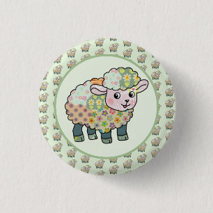 buntes Lämmchen postkarte 1 Inch Round Button