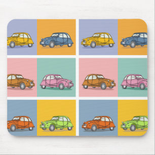 Buntes Oldtimer 2cv Ente Muster  Mouse Pad