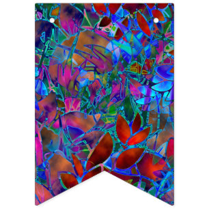 Bunting Banner Floral Abstract Stained Glass