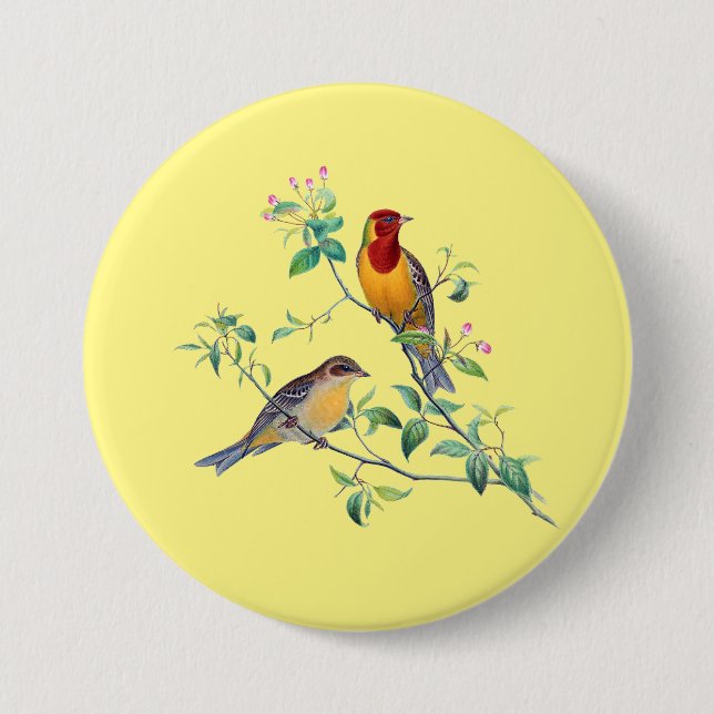 Bunting Birds,  3 Inch Round Button (Front)