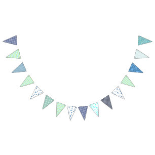 Bunting - Blue Green and White Bunting Bunting Flags