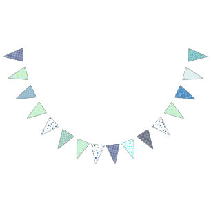 Bunting - Blue Green and White Bunting Flags