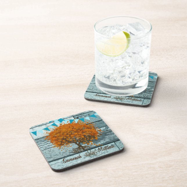 Bunting Country Chic Love Birds Sitting in a Tree Coaster (Right Side)