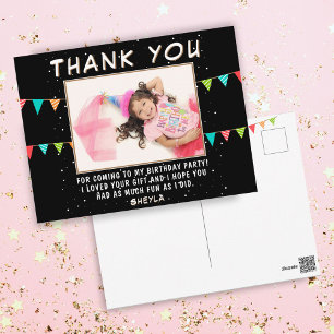 Bunting Flag Birthday Photo Thank you  Postcard