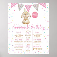 Bunting Flag Fluffy Bunny 1st Birthday Milestone