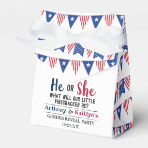 Bunting Flags 4th Of July Gender Reveal Party Favor Box