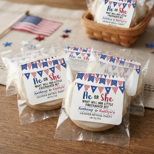 Bunting Flags 4th Of July Gender Reveal Party Square Sticker