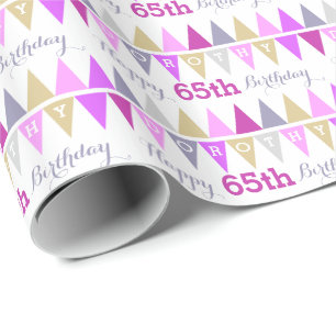 Bunting flags 65th birthday personalized age wrap wrapping paper