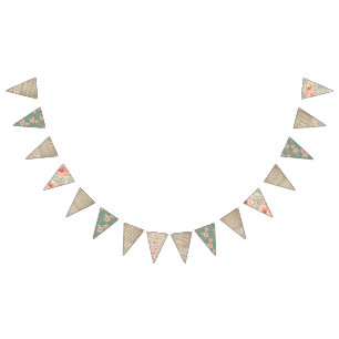 BUNTING FLAGS BANNER   Vintage Floral Storybook