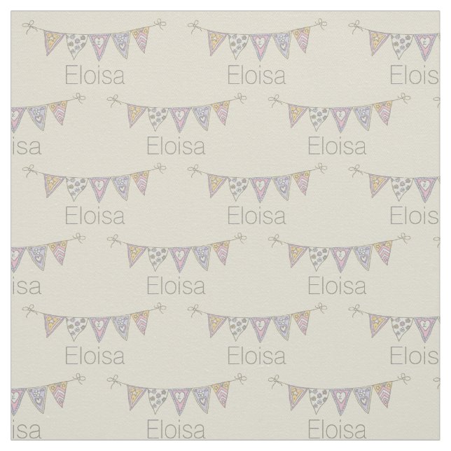 Bunting flags drawing personalized name fabric (Swatch)