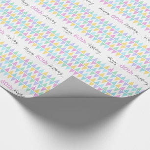 Bunting flags white birthday age 60 patterned wrap wrapping paper