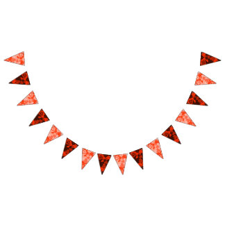 Bunting in bright oranges and deep red leaves flags