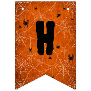 Bunting of Happy Halloween Spooky Spider Webs Oran Flags