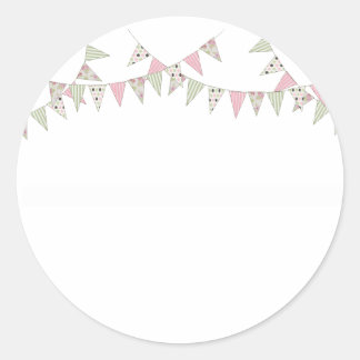 Bunting - Pink & Green Classic Round Sticker