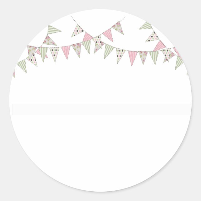 Bunting - Pink & Green Classic Round Sticker (Front)