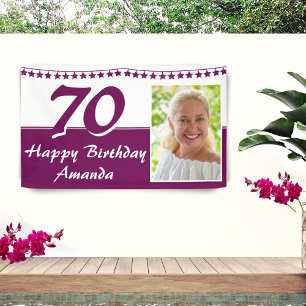 Bunting Stars Photo 70th Birthday Party Banner