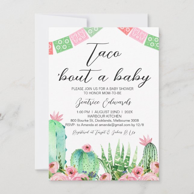 Bunting Taco Bout A Baby Baby shower Invitation (Devant)