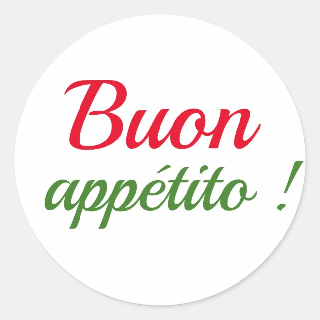 Buon appétito classic round sticker (Front)