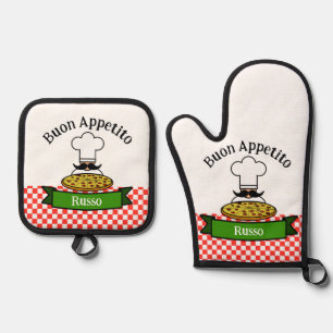 Buon Appetito Italian Design  Oven Mitt & Pot Holder Set