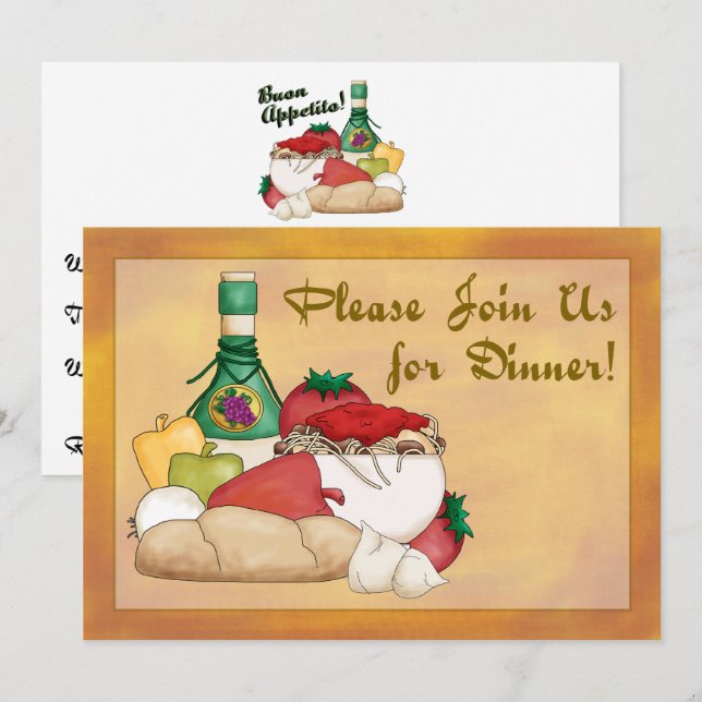 Buon Appetito Italian Food Wine Dinner Invitation (Front/Back)