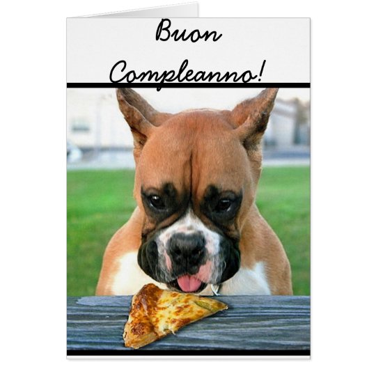 Buon Compleanno boxer dog greeting card