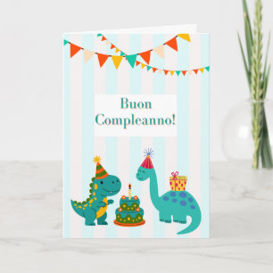 Buon Compleanno Cartolina Dinosauro Italian  Card