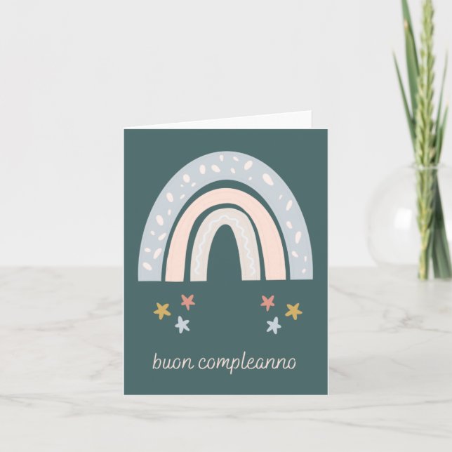 Buon compleanno Italian birthday card rainbow (Front)