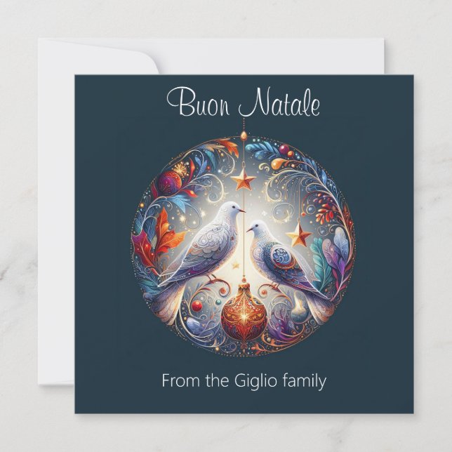 Buon Natale 2 doves Italian Christmas Party  Invitation