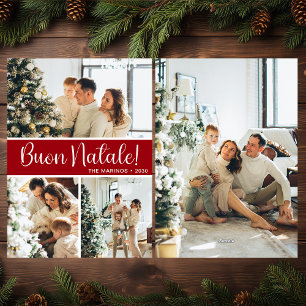 Buon Natale 4 Photo Flat Holiday Card